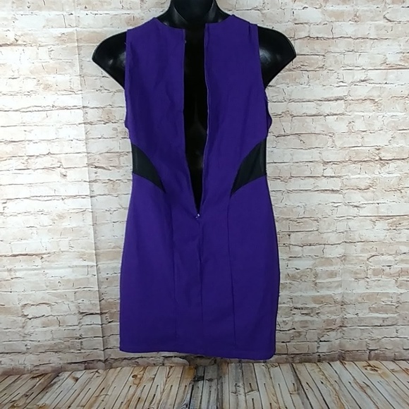 Reckless Hearts Size 1X Purple Mini Dress with Black Mesh Cutouts - Picture 3 of 8